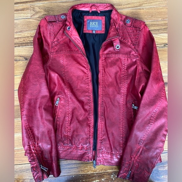 Red BKE faux leather jacket - Picture 2 of 9